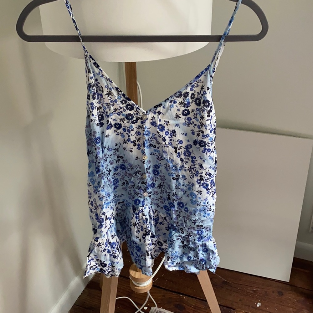Blue and white blouse
